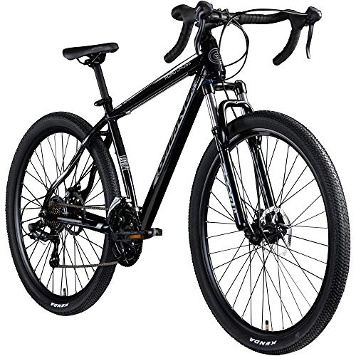 Mountainbike : Galano Crossrad 29 Zoll Fitnessrad Fahrrad Crossbike Road Cross Rennrad Rad (schwarz / grau, 48 cm)