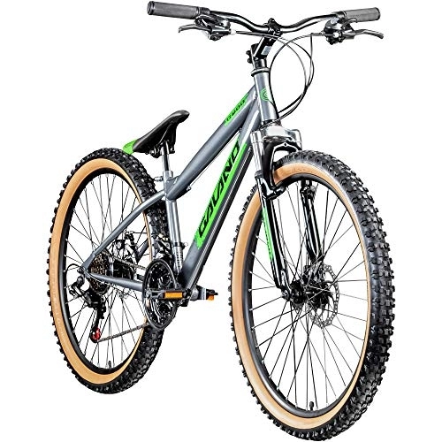 Mountainbike : Galano Dirtbike 26 Zoll MTB G600 Mountainbike Fahrrad 18 Gang Dirt Bike Rad (grau / grün, 33 cm)