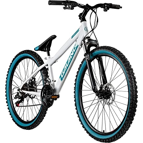 Mountainbike : Galano Dirtbike 26 Zoll MTB G600 Mountainbike Fahrrad 18 Gang Dirt Bike Rad (weiß / türkis, 33 cm)