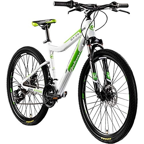 Mountainbike : Galano GX-26 26 Zoll Damen / Jungen Mountainbike Hardtail MTB (Weiss / grün, 44cm)