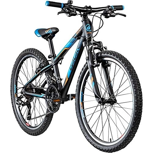 Mountainbike : Galano Jugendfahrrad 24 Zoll Mountainbike ab 130 cm 21 Gänge G200 MTB Fahrrad (schwarz / blau)