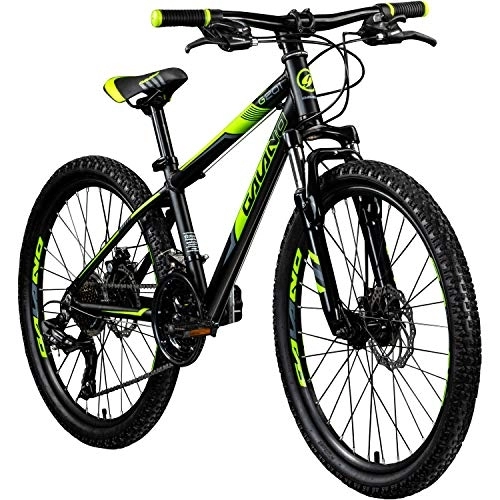 Mountainbike : Galano Jugendfahrrad 24 Zoll Mountainbike ab 130 cm 21 Gänge G201 MTB Fahrrad (schwarz / grün)