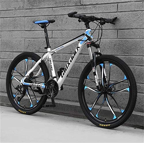 Mountainbike : Generic Cityrder Mountainbikes MTB-Fahrrad aus Kohlenstoffstahl, 26-Zoll-Rad, Doppelscheibenbremsen, Sport, Freizeit (Farbe: Schwarz, Rot, Gre: 24-Gang) -24_Speed_White_Blue