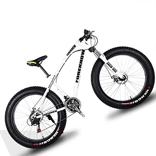 Mountainbike : giyiohok 20-Zoll-Hardtail-Mountainbike mit Vorderradaufhängung und mechanischen Scheibenbremsen für Frauen Offroad-Fat-Reifen-Mountainbike Verstellbarer Sitz in 8 Farben-27 Geschwindigkeit_Weiß