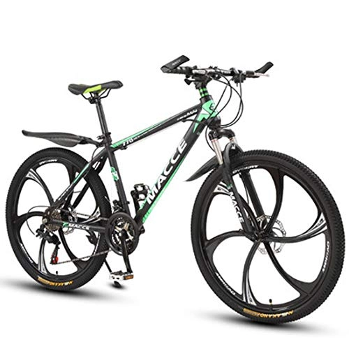 Mountainbike : GL SUIT Fahrrad Mountainbike, Doppelscheibenbremsen 21-Gang Leichte Carbon-Stahlrahmen stoßdämpfender Federgabel Hard Tail Unisex Dirt Bike, Grün, 26 inches