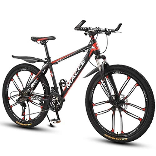 Mountainbike : GL SUIT Fahrrad Mountainbike für Erwachsene, 21-Gang, Doppelscheibenbremsen leichten Carbon Stahlrahmen stoßdämpfender Federgabel Hard Tail Mountain Bike, Rot, 26 inches