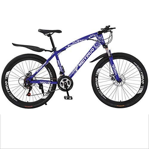 Mountainbike : Gnohnay 26-Zoll Mountainbike, Doppelscheiben-Bremsgabel, rutschfeste Offroad-Rennräder mit Variabler Geschwindigkeit für Männer und Frauen, Blau, 27 Speed