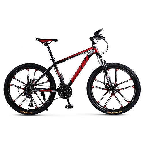 Mountainbike : GZMUK 26 Zoll Mountainbike Kohlenstoffreicher Stahl 21(24, 27) Geschwindigkeit Scheibenbremse Fahrrad Für Jungen, Mädchen, Herren Und Damen, Rot, 21 Speed