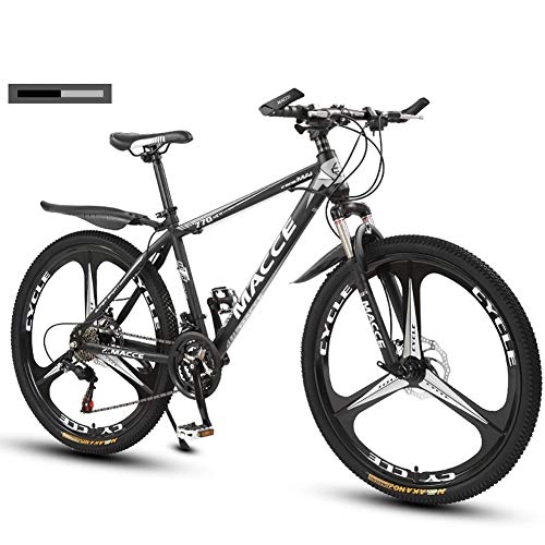 Mountainbike : Hadishi Country Mountain Bike, 26 Pouces Trois Roues De Coupe Double Frein À Disque Country Double Off-Road Gearshift Bicycle, High-Carbon Steel Frame Racing VTT, Silber, 21 Speed