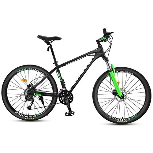 Mountainbike : haozai Mountain Bike, Rahmen aus Aluminiumlegierung, Rutschfestigkeit und Reißfestigkeit der Reifen, 27 Geschwindigkeiten, Ölscheibenbremse, 27, 5-Zoll-Räder, Herren Fahrrad, Schwarzgrün