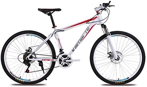 Mountainbike : HCMNME Mountainbikes, 26-Zoll-Mountainbike Erwachsene männliche und weibliche Variable Geschwindigkeit Fahrrad Speichenrad Aluminiumrahmen mit Scheibenbremsen (Color : White Red, Size : 21 Speed)