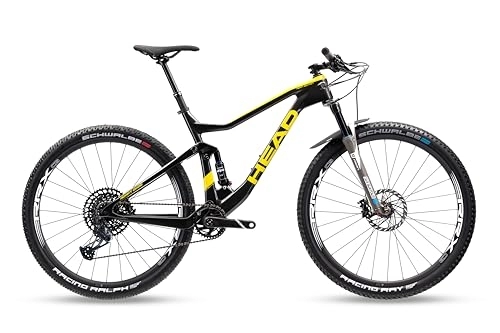 Mountainbike : HEAD Unisex – Erwachsene Adapt Edge Team Full Suspension Bike, schwarz metallic / gelb, 52