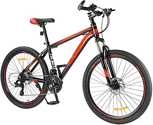 Mountainbike : HFM Mountainbike-Hardtail mit 26-Zoll-Rädern, leichtes MTB-Fahrrad mit Aluminiumrahmen und Scheibenbremsen, Erwachsenenrad für Männer mit 100-mm-Federgabel, Rot