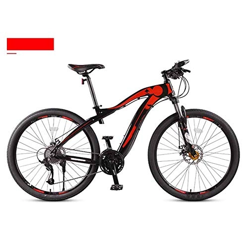 Mountainbike : HY-WWK Erwachsene Mountainbike, Aluminiumlegierungsräder 27, 5 Zoll Cruiser Off Road Bike Doppelscheibenbremse 27-Gang Abschließbare Vorderradgabel, Rot, Rot