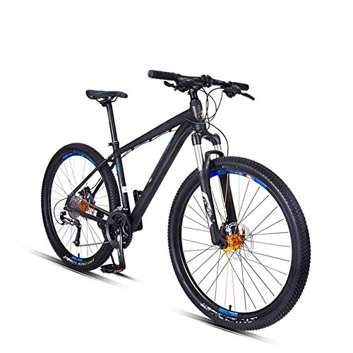 Mountainbike : HY-WWK Mountainbikes, Abschließbare Vorderradgabel 27, 5 Zoll Fahrrad Für Erwachsene Doppelscheibenbremse Rahmen Aus Aluminiumlegierung 27-Gang, Blau, Blau