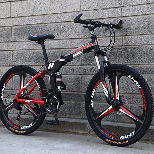 Mountainbike : HYCy 26 Zoll Rad Klappbares Mountainbike, Doppelte Federung Für Männer Und Frauen Fahrrad, Rahmen Aus Kohlenstoffhaltigem Stahl, Stahlscheibenbremse