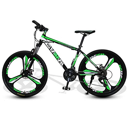Mountainbike : JDLAX Mountainbikes 21 Geschwindigkeit 3 sprach Fahrradverstellbarer Sitz Mountainbike Doppelscheibenbremse Rahmen aus kohlenstoffhaltigem Stahl, Grün, 24in