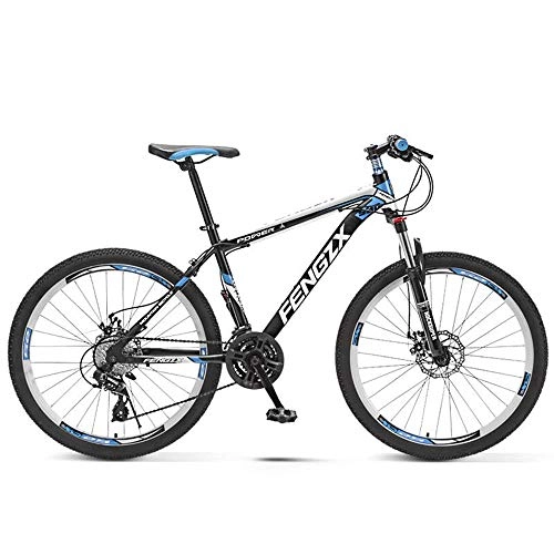 Mountainbike : JHKGY 27 Speed Mountainbike Für Erwachsene Und Jugendliche, Outdoor-Bikes, Leichte Mountainbikes Doppelscheibenbremse Federgabel, Kohlenstoffstahl, Blue a, 26 inch