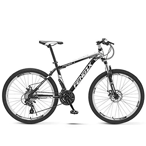Mountainbike : JHKGY 27 Speed Mountainbike Für Erwachsene Und Jugendliche, Outdoor-Bikes, Leichte Mountainbikes Doppelscheibenbremse Federgabel, Kohlenstoffstahl, Schwarz, 24 inch