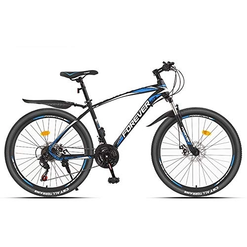 Mountainbike : JHKGY Mountainbike 27 Geschwindigkeit, 26"Outdoor-Bikes, Fahrrad Aus Kohlenstoffhaltigem Stahl, Vollgefederte Scheibenbremse, Für Männer Frauen, Blau, 24inch