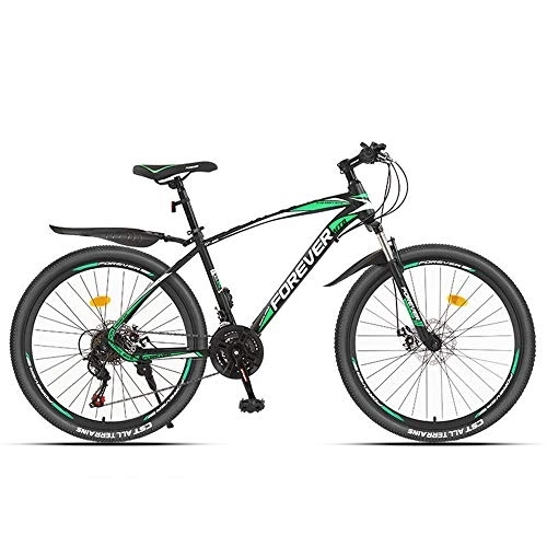 Mountainbike : JHKGY Mountainbike 27 Geschwindigkeit, 26"Outdoor-Bikes, Fahrrad Aus Kohlenstoffhaltigem Stahl, Vollgefederte Scheibenbremse, Für Männer Frauen, Grün, 24inch