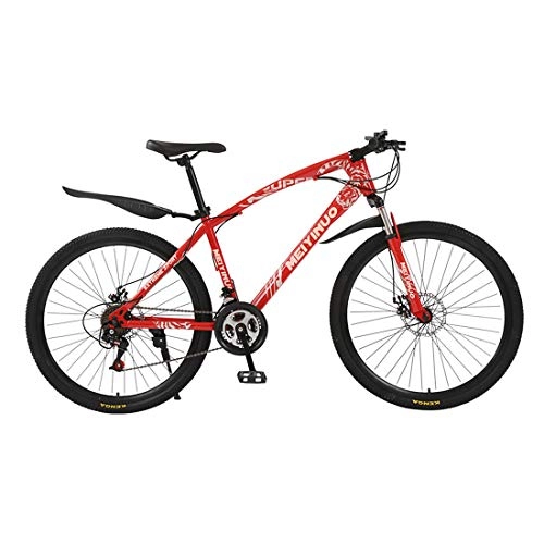 Mountainbike : Jiaodie Hybrid-Rennrad, Mountainbike, 21 Gänge, 30 Speichen, Doppelscheibenbremsen, Hartstahl, mehrere Farben rot