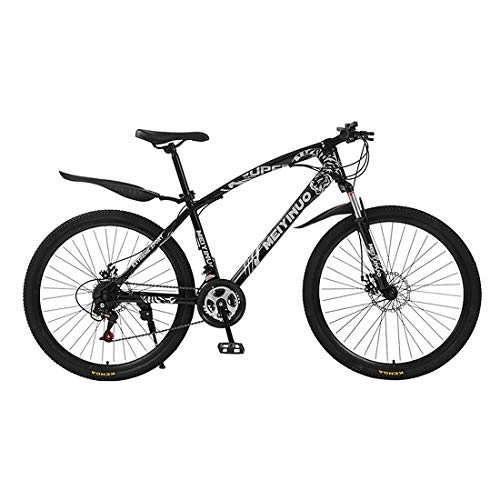 Mountainbike : Jiaodie Hybrid-Rennrad, Mountainbike, 21 Gänge, 30 Speichen, Doppelscheibenbremsen, Hartstahl, mehrere Farben Schwarz
