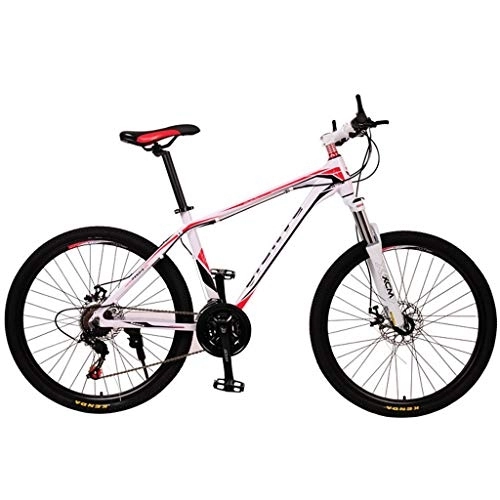 Mountainbike : JLFSDB Mountainbike Fahrrad Mountainbikes der Frauen der Männer C-Stahl-Rahmen Ravine Bike Front Suspension Doppelscheibenbremse 21 / 27 / 30 Geschwindigkeiten (Color : Pink, Size : 30 Speed)