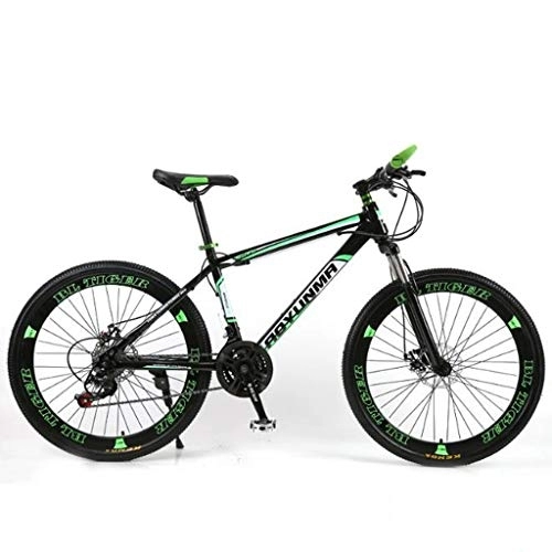 Mountainbike : JLFSDB Mountainbike Fahrrad MTB-Bergfahrräder 26" Dämpfende Ravine Bike Doppelscheibenbremse Vorderachsfederung 21 / 24 / 27 Geschwindigkeiten Stahl-Rahmen (Color : Green, Size : 21 Speed)