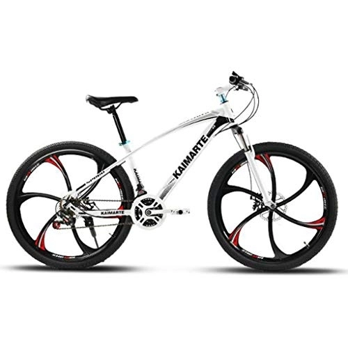 Mountainbike : JLFSDB Mountainbike Fahrrad Ravine Bike 26 Zoll-Doppelscheibenbremse Vorderachsfederung Mountainbikes, 21 24 27 Geschwindigkeiten Carbon-Stahlrahmen (Color : White, Size : 27 Speed)