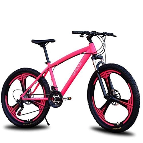 Mountainbike : JLFSDB Mountainbike Fahrrad Ravine Bike MTB Carbon Steel Stoßdämpfende Einheit Rad Mountain Bike Doppelscheibenbremse Vorderachsfederung 21 24 27 Geschwindigkeiten (Color : Pink, Size : 24 Speed)