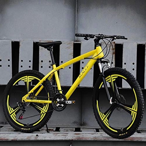 Mountainbike : JLFSDB Mountainbike Fahrrad Ravine Bike MTB Carbon Steel Stoßdämpfende Einheit Rad Mountain Bike Doppelscheibenbremse Vorderachsfederung 21 24 27 Geschwindigkeiten (Color : Yellow, Size : 24 Speed)
