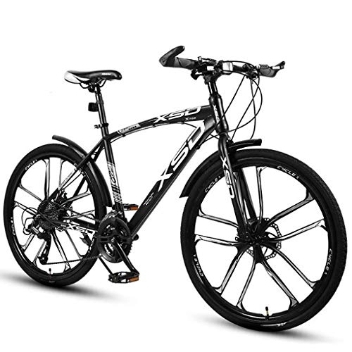 Mountainbike : JLRTY Mountainbike 26" Mountainbikes 21 / 24 / 27 / 30 Geschwindigkeiten Unisex MTB Bike Leichte Carbon-Stahlrahmen Federung Vorne Scheibenbremse (Color : Black, Size : 21speed)