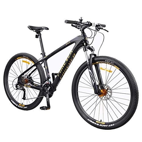 Mountainbike : JLRTY Mountainbike Fahrrad 27, 5" 27 Geschwindigkeiten Damen / Herren MTB Bike Leichte Carbonrahmen Scheibenbremse Vorderachsfederung (Color : Yellow)