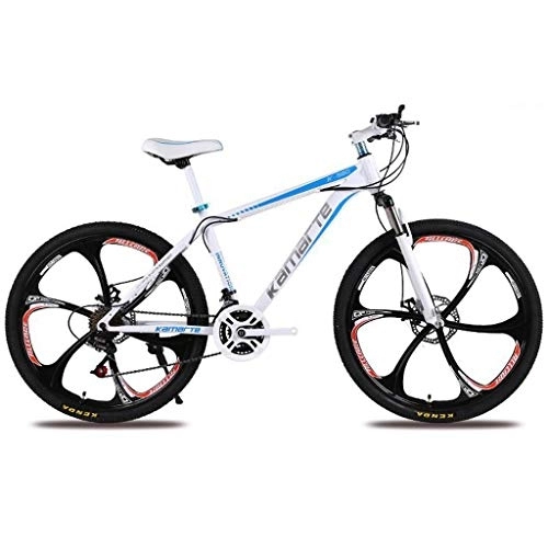 Mountainbike : JLRTY Mountainbike Mountain Bike 26" Damen / Herren MTB Bike 21 / 24 / 27 Geschwindigkeiten Carbon-Stahlrahmen-Scheibenbremse Vorderachsfederung (Color : Blue, Size : 24speed)