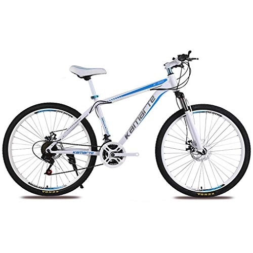 Mountainbike : JLRTY Mountainbike Mountain Bike 26" Damen / Herren Ravine Bike 21 / 24 / 27 Geschwindigkeiten Carbon-Stahlrahmen-Scheibenbremse Vorderachsfederung (Color : Blue, Size : 21speed)