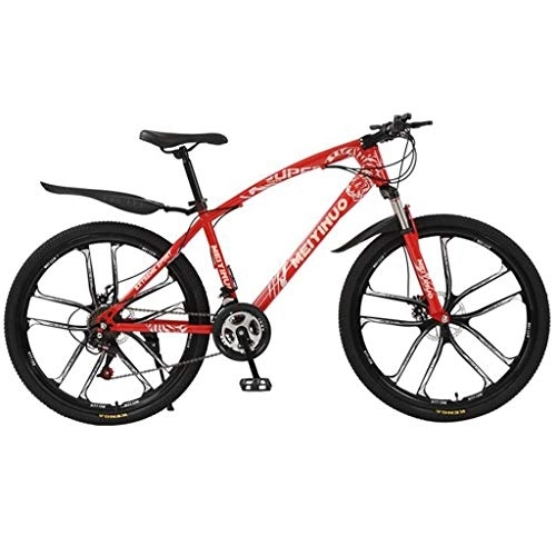 Mountainbike : JLRTY Mountainbike Mountain Bike 26" Unisex Ravine Bike Carbon-Stahlrahmen 21 / 24 / 27 Geschwindigkeiten Scheibenbremse Vorderachsfederung Oneness Rad (Color : Red, Size : 24speed)