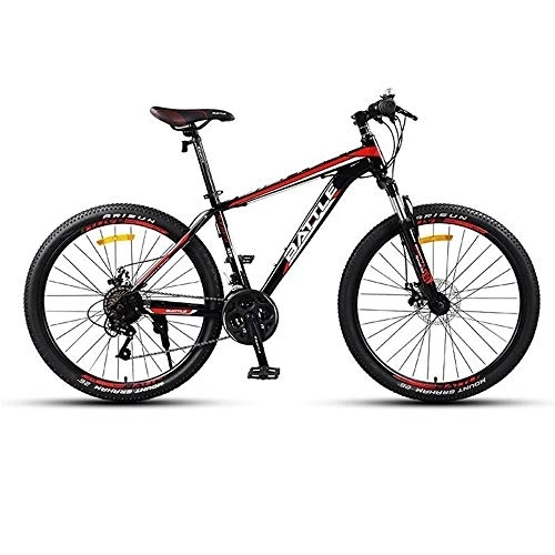 Mountainbike : JLRTY Mountainbike Mountainbike, 26” Männer / Frauen MTB Fahrräder, Carbon-Stahlrahmen, Doppelscheibenbremse Vorderradfederung, 24-Gang (Color : Red)