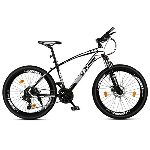 Mountainbike : JLRTY Mountainbike Mountainbike, 26 ‚‘ Zoll Damen / Herren MTB Fahrräder 21 / 24 / 27 / 30 Geschwindigkeiten Leichte Carbon-Stahlrahmen Vorderradaufhängung (Color : White, Size : 24speed)