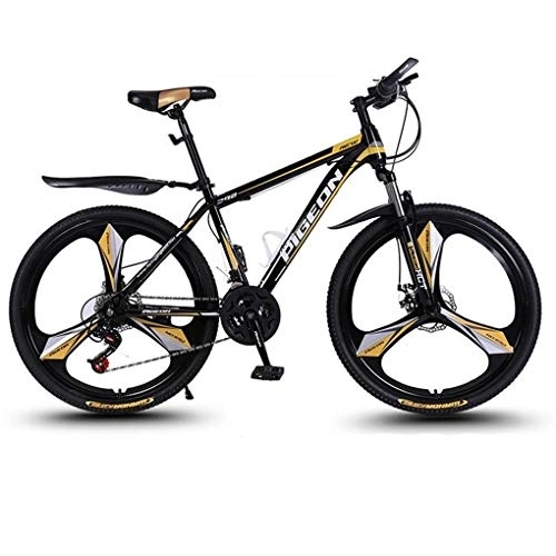 Mountainbike : JLRTY Mountainbike Mountainbike, 26 Zoll Hardtail Carbon-Stahlrahmen Fahrrad, Doppelscheibenbremse Vorderachsfederung, Mag Räder, 24-Gang (Color : Gold)