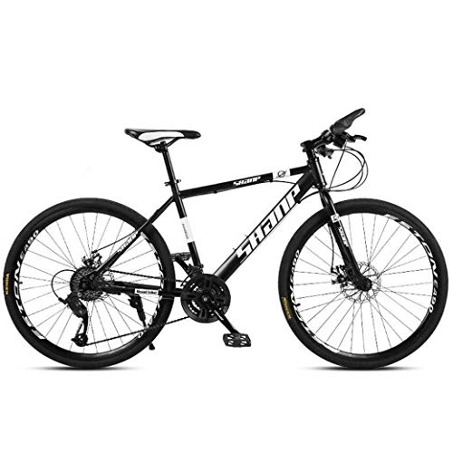 Mountainbike : JLRTY Mountainbike Mountainbike, 26 Zoll Mountainbikes Leichte Carbon-Stahlrahmen 21 / 24 / 27 / 30 Geschwindigkeiten Vorderradfederung Scheibenbremse (Color : Black, Size : 21speed)