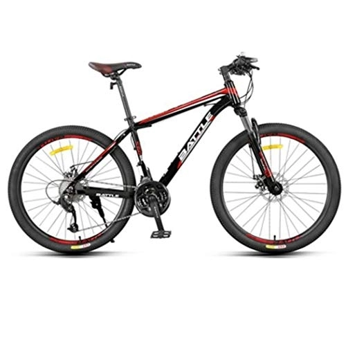 Mountainbike : JLRTY Mountainbike Mountainbike, 26 Zoll Männer / Frauen Hardtail Fahrräder, Aluminium Rahmen, Doppelscheibenbremse Vorderachsfederung, 27 / 30 Geschwindigkeit (Color : Red, Size : 24 Speed)