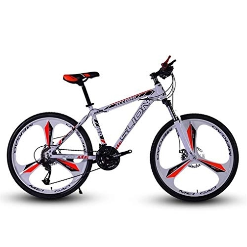 Mountainbike : JLRTY Mountainbike Mountainbike, 26 Zoll Männer / Frauen MTB Fahrräder, Carbon-Stahlrahmen, Doppelscheibenbremse Vorderachsfederung, Mag-Rad (Color : White+Red, Size : 27 Speed)