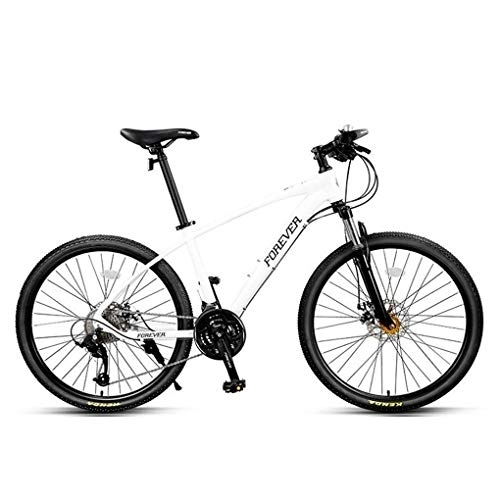 Mountainbike : JLRTY Mountainbike Mountainbike, 26 Zoll Unisex Fahrräder, Aluminium Rahmen, Doppelscheibenbremse Und Vorderradgabel, 27 Geschwindigkeit (Color : White)