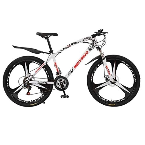 Mountainbike : JLRTY Mountainbike Mountainbike, Damen / Herren 26 Zoll-Rad-Fahrrad-Carbon-Stahlrahmen for Fahrräder, Doppelscheibenbremse Und Stoßfest Federgabel (Color : White, Size : 27-Speed)