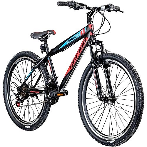 Mountainbike : Jugendfahrrad 26 Zoll Mountainbike Fahrrad 26" Geroni Magnum Hardtai MTB Jugend (schwarz / rot / blau, 38 cm)
