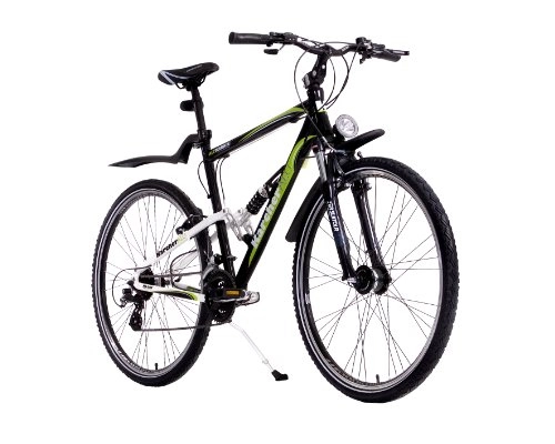 Mountainbike : Karcher Alu-ATB Fully Fahrrad, 24-Gang Shimano Altus Kettenschaltung mit Shimano-Nabendynamo, schwarz / weiß, Rahmenhöhe: 53 cm, Reifengröße: 28 Zoll (71, 1 cm), 280248