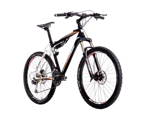 Mountainbike : Karcher Alu-MTB Fully Fahrrad, 27-Gang Shimano Deore XT Kettenschaltung, schwarz / weiß matt, Rahmenhöhe: 48 cm, Reifengröße: 26 Zoll (66 cm), 280262