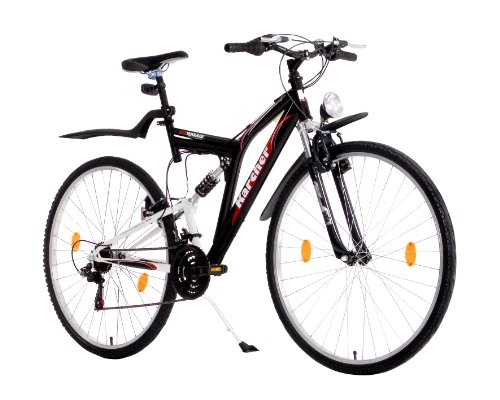 Mountainbike : Karcher ATB Fully Fahrrad, 21-Gang Kettenschaltung, schwarz / weiß, Rahmenhöhe: 53 cm, Reifengröße: 28 Zoll (71, 1 cm), 280088