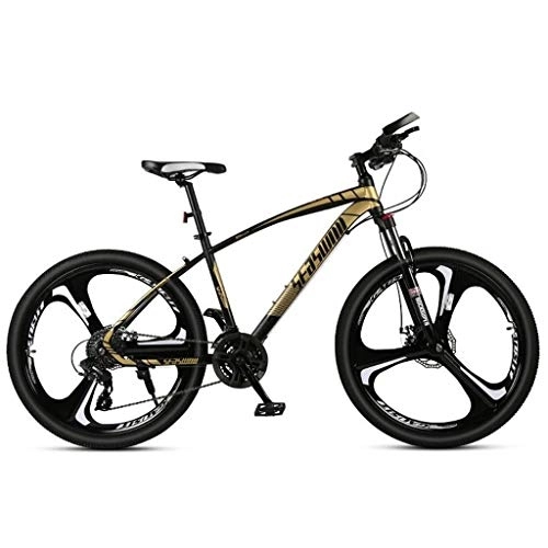Mountainbike : Kays Mountainbike Mountainbike, 26 ‚‘ Zoll Damen / Herren MTB Leicht Fahrräder 21 / 24 / 27 / 30 Geschwindigkeiten Carbon-Stahlrahmen Vorderradaufhängung (Color : Gold, Size : 24speed)
